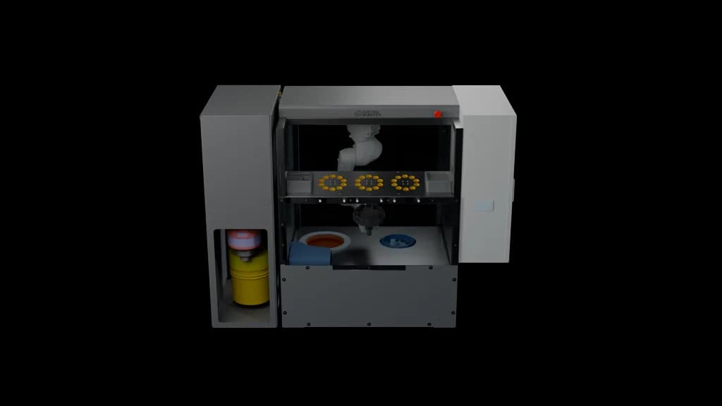 Stardust kief coating robot machine, rotating render